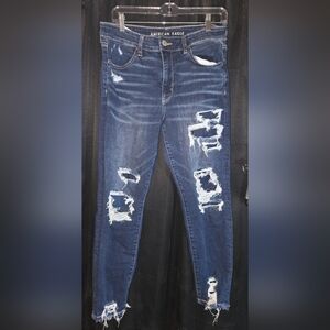 American Eagle Next Level Stretch Distressed Skinny Jeans 12 Regular Womens